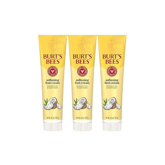 Burt's Bees Softening Foot Cream with Coconut Oil and Soap Bark, 4.3 Ounces, Pack of 3