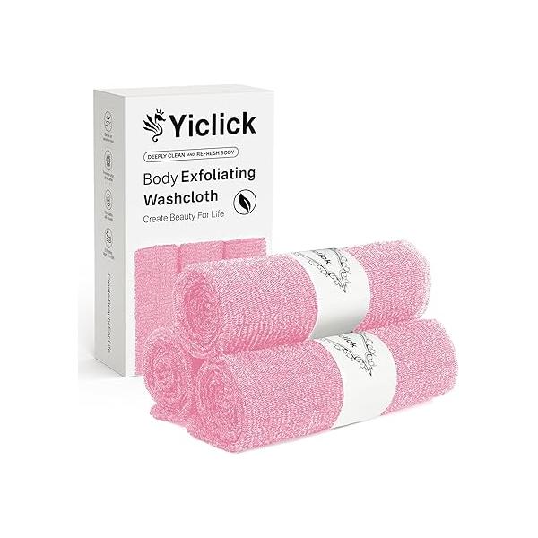 Yiclick Exfoliating Washcloth Towel【3 Pack】- Body Scrubber Exfoliator, Back for Use in Shower Bath, Exfoliate Rags Wash Cloths, Loofah Lufa Sponge, Scrub, Women Men