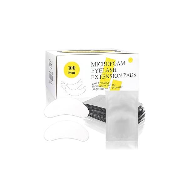 LASHVIEW 50 Pairs Eye Pads,Under Pads for Eyelash Extension,Microfoam Pads,Natural NO Hydrogel,Lash Extension Lint Free,Fit Most Shape, Stick Well,Hypoallergenic,Waterproof