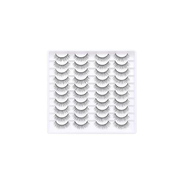 False Eyelashes 20 Pairs Wispy Lashes Faux Mink 14mm 3D Fluffy Cat Eye （style 20-061)