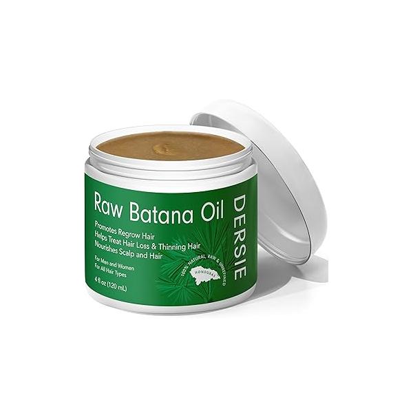 Dersie Batana Oil For Hair Growth: Organic Raw From Honduras - 100% Pure & Natural Approved By Dr Sebi Unrefined Cold Pressed Thicker Stronger Women Man 4 Fl Oz