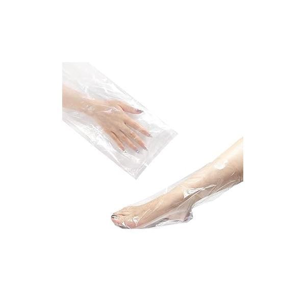 Liners Hand or Foot Disposable Thermal Heated Mitt Paraffin Bath Treatments Bags Plastic Liner Socks and Gloves for Hot Wax Therapy (100)