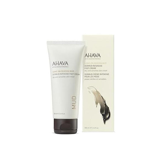 AHAVA Dermud Intensive Foot Cream - Intensely Hydrates, Moisturizes & Heals Dry Cracked Heels and Feet, Enriched with Patented Osmoter Dermud, Hippophae Oil, Lavender Oil Shea Butter, 3.4 Fl.Oz