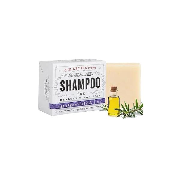 J·R·LIGGETT'S All-Natural Tea Tree Oil Shampoo Bar | Solid Dry For Sensitive And Itchy Scalp Natural Oily Hair Sulfate-Free With Antioxidants and Vitamins 1 pk Tee 3.5Oz