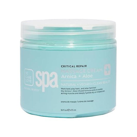 Be Care Love Spa Critical Repair Massage Cream with Organic Arnica and Aloe Natural Vegan Clean Beauty Made in USA 16 fl oz