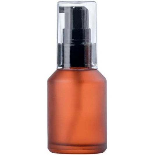 1Pc Brown Frosted Glass Pump Bottles, Refillable Lotion Bottle, Toiletries Liquid Container, Travel Sample Bottles with Cap for Cosmetic Makeup Dispensers（30ml）