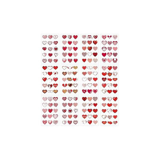 180 PCS Valentines Love Hearts Temporary Tattoos, Red Fake Tattoo Stickers for Kids Girls Women Face Body Valentine's Day Party Decorations Supplies