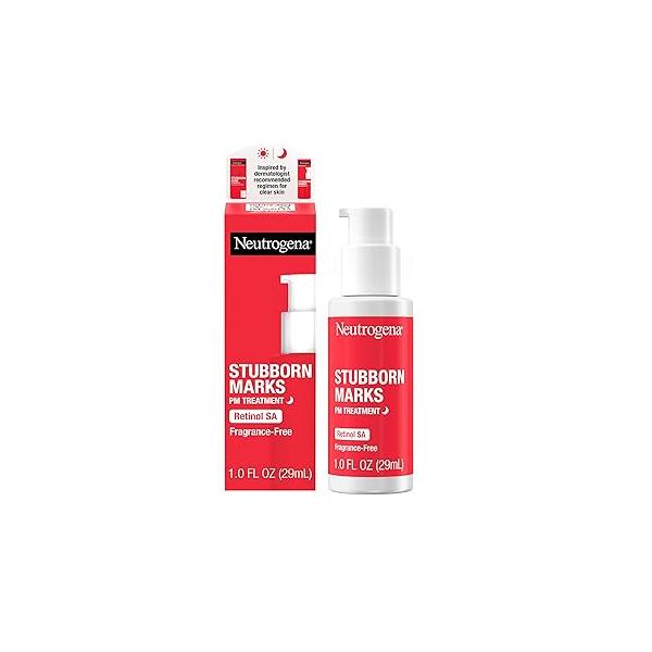Neutrogena Retinol SA, Stubborn Marks PM Treatment, Face-Exfoliating Treatment to Help Reverse the Look of Post-Acne & Uneven Skin Tone, Non-Comedogenic, unscented, 1.0 Fl Oz