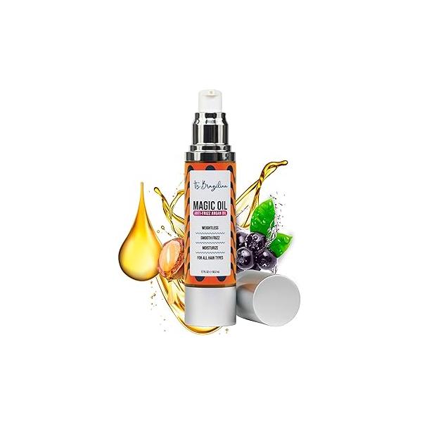 IT'S BRAZILIAN- 100% Pure Organic Argan Oil 1.7Floz -Hair Care Treatment Dry, Damaged & Anti-Frizz -Nourishment Moisturizing Formula -All Hair Types Growth Products, Renewing, Strengthening