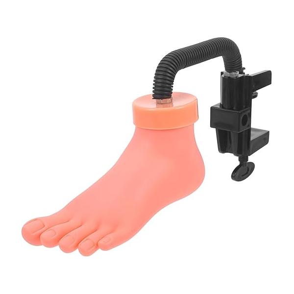FRCOLOR Practice Fake Foot Model Manicure Tool for Nail Tips Art Training Soft Silicone Feet Can Insert Nails Professional Manicurist Props with Holder