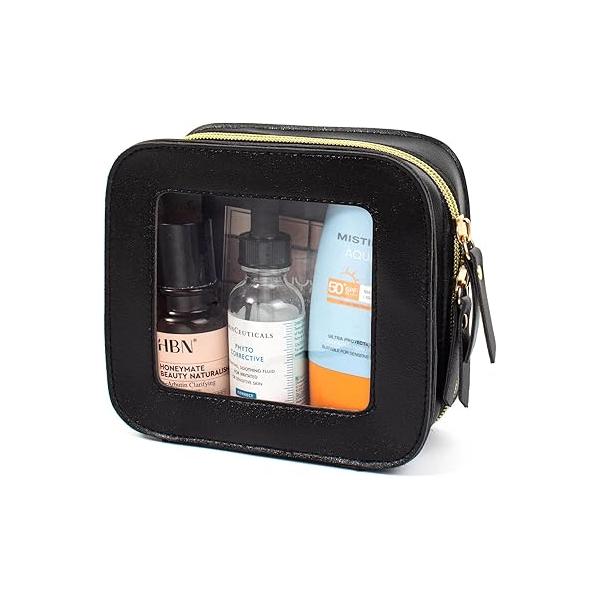 LETGO Cute Makeup Bag - Clear, Small, Mini Toiletry for Women & Men (Clear White)