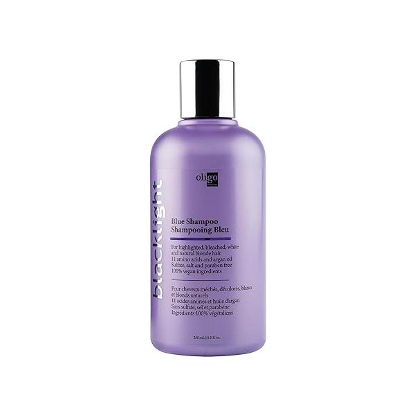 OLIGO PROFESSIONNEL - Blacklight Blue Shampoo Sulfate-Free for Blonde and Color Hair Revive Treated Refreshes Faded Highlights 11 Amino Acids Moisturizing Formula 8.5oz