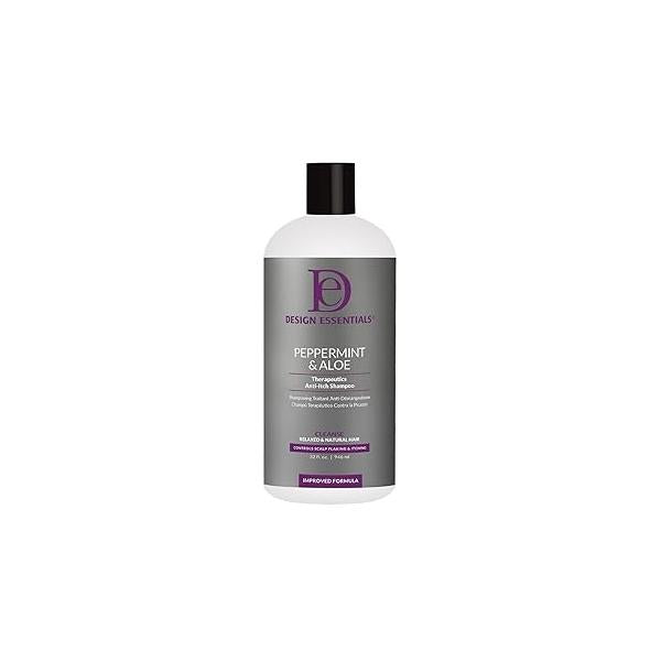 Design Essentials Peppermint & Aloe Therapeutics AntiItch Shampoo Control Scalp Flaking Itching, 32 Fl Oz