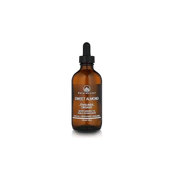 Sweet Almond Oil, USDA Certified Organic, 100% Pure, Cold Pressed, Nourish & Soften, Promotes Healthy Looking Skin and Hair, Unscented, 4 ounce