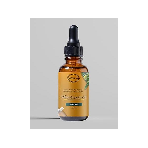 Organic Hair Growth Oil, Rosemary Mint, Nourishing Scalp & Strengthening Density, 100% Pure Plant Oil Treatment for All Types