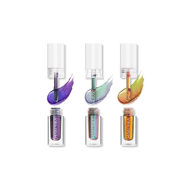 MAKI YIKA Glitter Liquid Eyeshadow Chameleon Metallic MultiColor Shifting Long Lasting Multichrome Holographic Eye Topper Glitters (#6 Aurora)