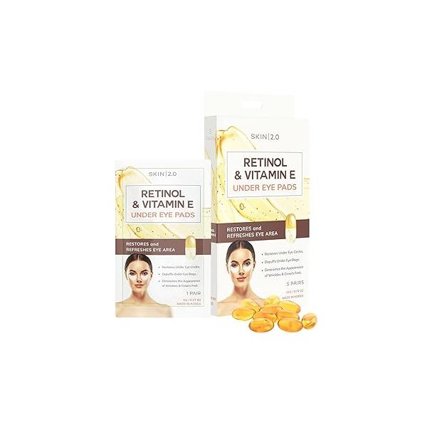 Retinol & Vitamin E Under Eye Patches - Dermatologist Tested Anti-Aging Depuffing, Reduce Fine Lines Wrinkles, Dark Circles Natural Ingredients Korean Skin Care All Types 15 Pairs