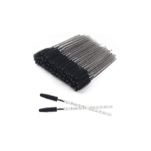 MyAoKuE-UP 100pcs Silicone Mascara Wands Disposable Eyelash Brushes Wand for Extension Makeup Brush Tool Bulk (Silicone All White)