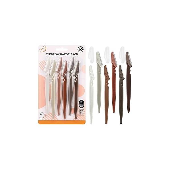 D Dermaplane Razor for Women Face - 6PCS Razors Eyebrow with Precision Cover Shaver Men Facial Hair Removal Neutral