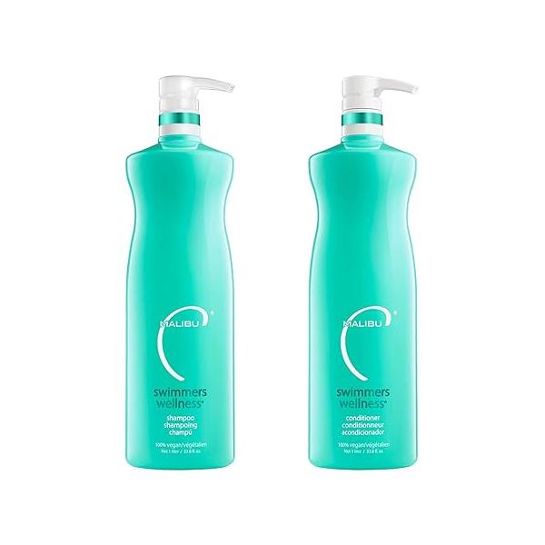Malibu C Swimmers Wellness Shampoo and Conditioner Set - Restorative Hair Care for Protects Against Chlorine Damage & Combats Brittle (33.8 oz)