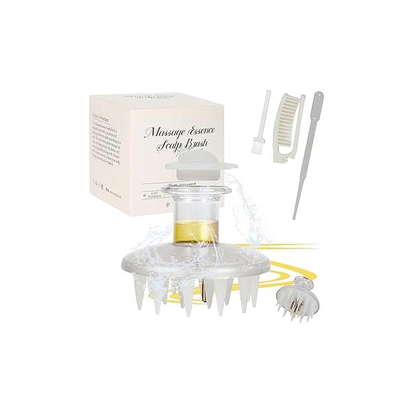 【2 in 1 Hair Oil Applicator】Fast Application Scalp Massager Brush & Growth Applicator - Leakproof Minoxidil with Soft Silicone Tips for Faster Results, Stress Relief Dandruff Removal