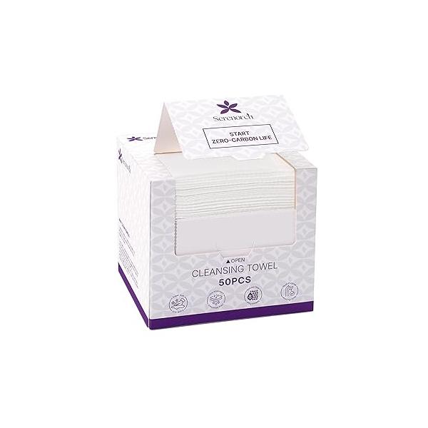 Disposable Face Towels, 10" x 12", Ultra Thick Towelettes for Sensitive Skin, Extra Soft Makeup Remover Dry Wipes, 50 Count