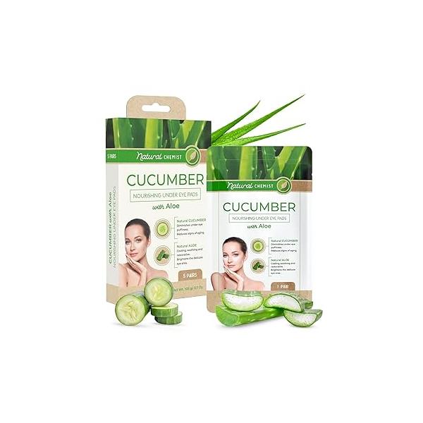 Cucumber & Aloe Under Eye Patches - Soothing, Anti-Aging, Cooling, Hydrating, Dermatologist Tested, Cruelty Free Korean Skin Care For All Types 25 Pairs (5 Pack)