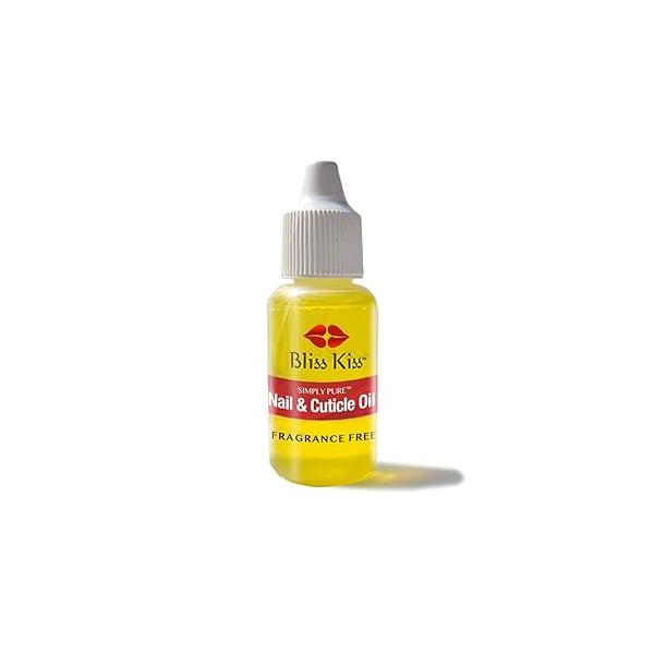 Bliss Kiss | Fragrance Free Nail Oil Cuticle Dropper w/Vitamin E & JojobaNail Strengthener Growth and Serum for Brittle Peeling Breaking Thin Nails 0.5oz