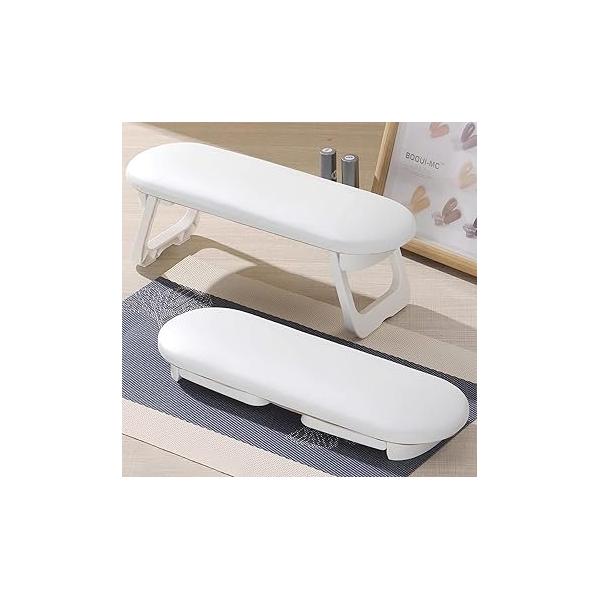 Nail Arm Rest, Foldable PU Leather Hand Rest For Manicure, with Soft Mat for Table, Acrylic Nails/Nail Pillow Manicure Salon Use-white