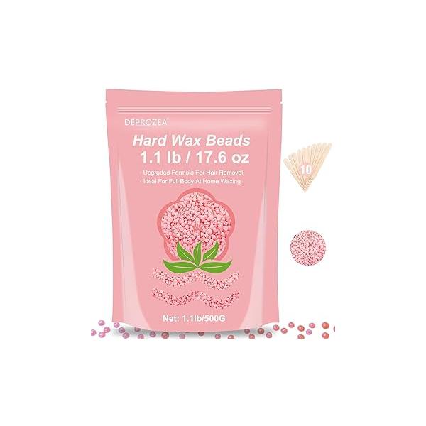 Hard Wax Beads - 1.1lb/17.6oz beads for Hair Removal on Sensitive Skin, At-Home Waxing Refill Brazilian Bikini Line,Body,Facial