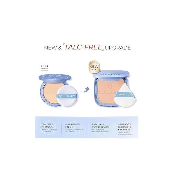 SACE LADY Face Powder Waterproof Setting Makeup, Oil Control Pressed Compact for Women, Blurring Pores Matte Long Lasting Up to 24 Hours, Talc-Free and Cruelty-Free (#00 Translucent, 0.35Oz)