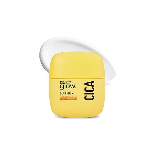 CICA SUN MILK, Moisturizer with SPF 50, Invisible Broad Spectrum Sunscreen for Face, No White Cast, Sun Protection Cica and Niacinamide, Glow Natural Korean 1.69 fl.oz
