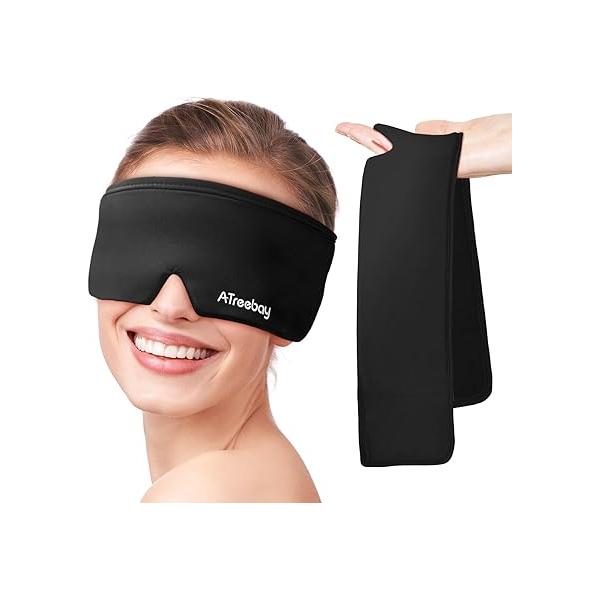 Cooling Eye Mask, Cold Mask for Puffiness, Reusable Ice Masks Dark Circles and Puffy Eyes, Relieve Your Migraines Headaches with Gel Therapy, Long-Lasting Comfort, Black
