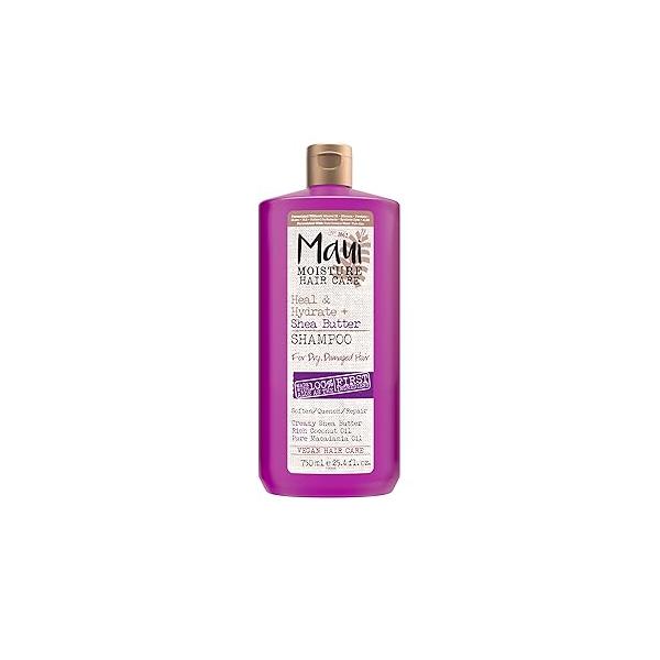 Maui Moisture Heal & Hydrate + Shea Butter Shampoo for Dry, Damaged Curls Helps Revive Curly Coily Hair with Coconut Oil Macadamia Oil, Vegan Sulfate-Free Surfactants, 25.4 fl. oz