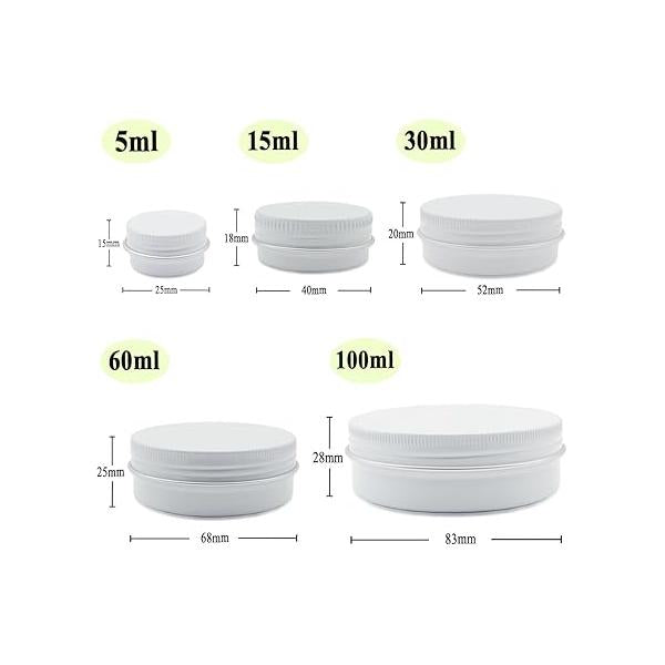 12pcs 1oz 30 ml Aluminum Tin Jar, 30g Refillable Makeup Container, Gram White Screw Lid Round Can Sample Pot for Cosmetic DIY, Handmade, Lip Balm, Cream, Salve, Toner, Candle, Paint, Scrub