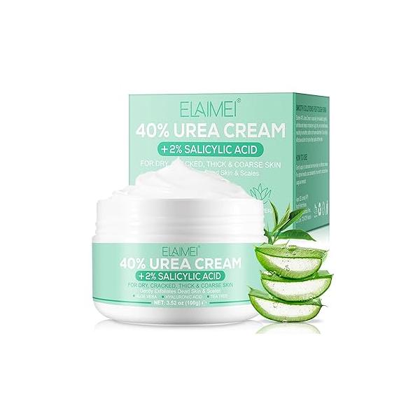 40% Urea Cream for Feet (3.52 oz), Foot Thick, Cracked, Rough, Dead & Dry Skin, Lotion with 2% Salicylic Acid, Tea Tree , Aloe Vera, Moisturizer For Feet, Elbows, Hands Knees