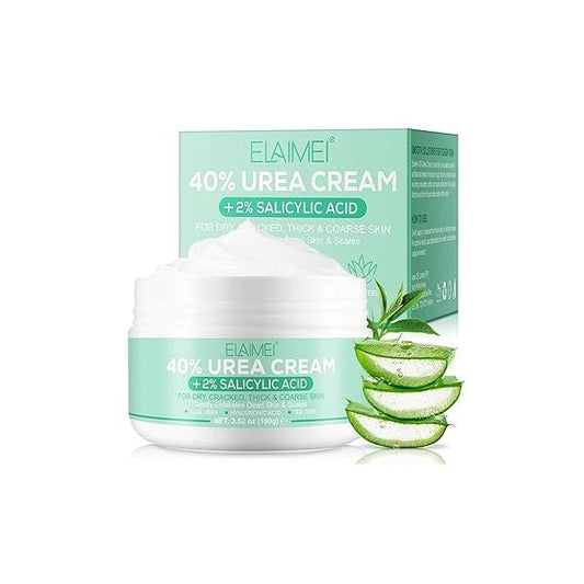 40% Urea Cream for Feet (3.52 oz), Foot Thick, Cracked, Rough, Dead & Dry Skin, Lotion with 2% Salicylic Acid, Tea Tree , Aloe Vera, Moisturizer For Feet, Elbows, Hands Knees