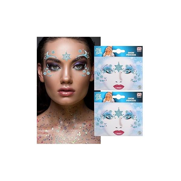 Unicorn Fake Tattoos Glitter Cartoon Face Temporary Cute Red Pink Hearts Jewels Tattoo Stickers for Adults Kids Christmas New Year Eye Makeup Kit Decor Supplies 2Pcs