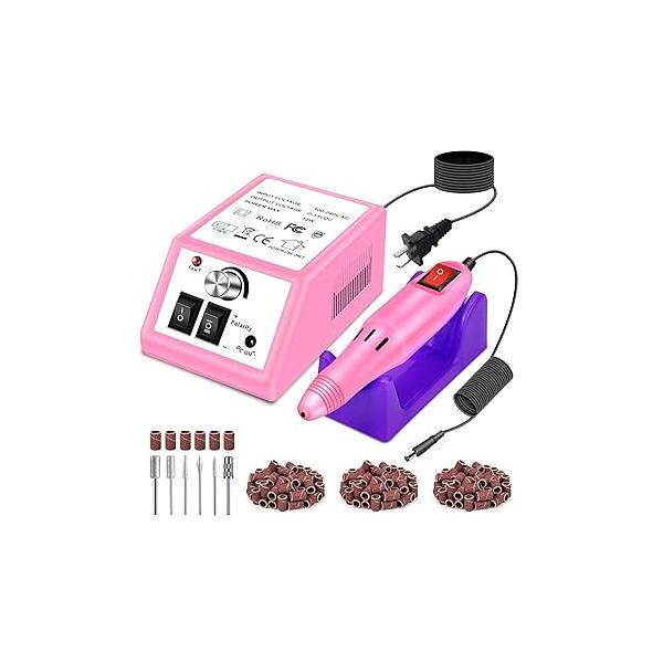 LAVAED Professional Electric Nail Drill Machine Kit - Low Noise Vibration with 156pcs Sanding Bands for Acrylic Drill, Gel Art Remover, Polisher, Manicure, Pedicure