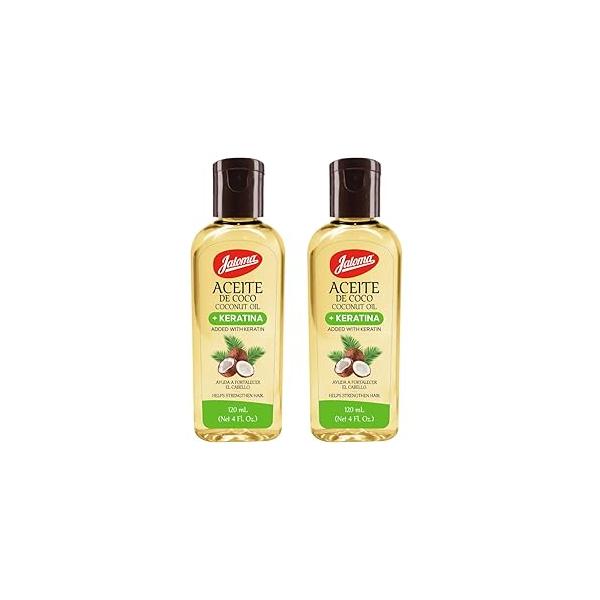 Jaloma Coconut Oil with Keratin to Help Strengthen Hair, 2 Pack, 4 Oz Each Bottle