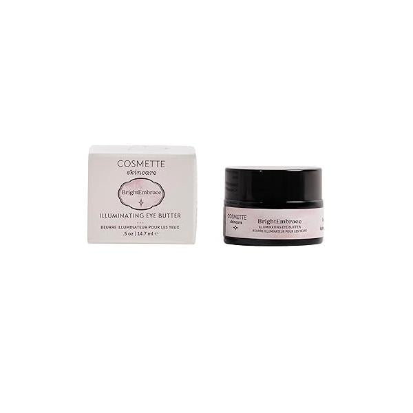 Cosmette Bright Embrace Vitamin B3 Eye Cream, Vegan Under Butter for Protection & Hydration With Marula Plum Oils, Gentle Serum Sensitive Skin, Natural Skincare, 0.5 FL Oz