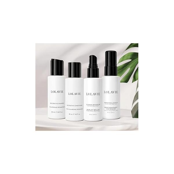 LolaVie RESTORE & PROTECT TRAVEL KIT - 4pc Hair Care Set Revitalizing, Repairing, Cleansing Protecting All Types Vegan Cruelty-Free