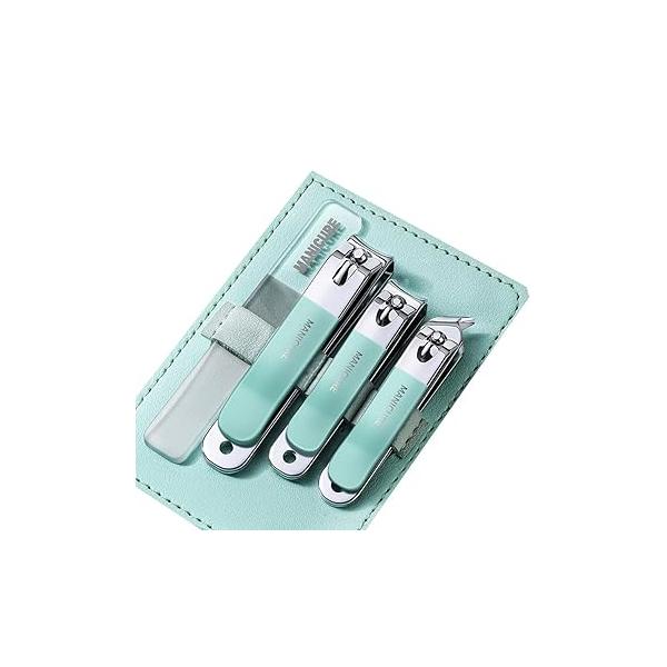 Manicure Set,Personal Care Nail Clipper Kit Stainless Steel Kit, Professional Grooming Kits, Tools with Case (Grey 4 Pcs)