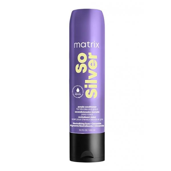 MATRIX So Silver Purple Conditioner - Removes Brassy Yellow Undertones, Color Depositing & Toning, Pigmented For Blondes and Greys, Vegan