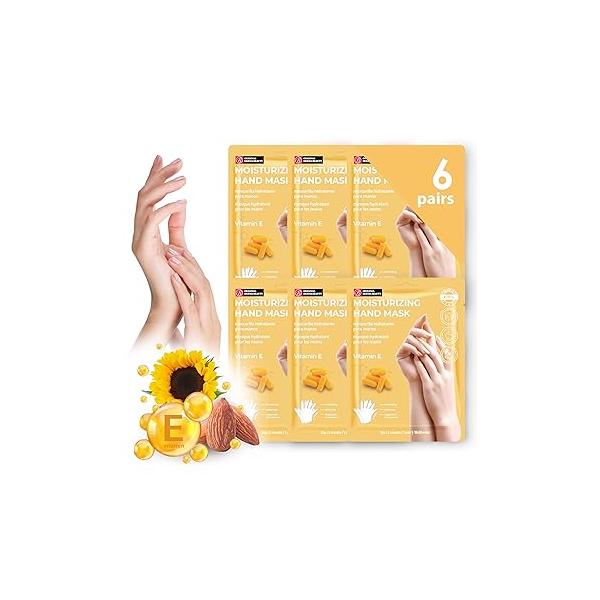 Original Derma Beauty 6 Pairs Hand Mask Intense Hydration Avocado Oil, Moisturizing Gloves Set, Hydrating Care, Repair Gloves, Essential Nail Rejuvenation Soothing