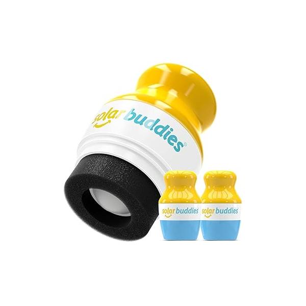 Solar Buddies Sunscreen Applicator - Blue & Pink Duo BPA-Free Refillable Roll on Sponge Sunscreen, Suncream Lotion For Kids, Adults Families Holds 3.4fl oz, Perfect Size for Travel
