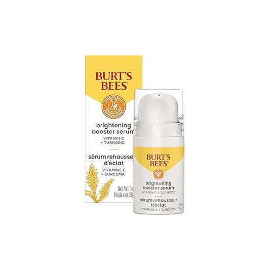 Burt's Bees Vitamin C Turmeric Facial Serum, Brightens Skin & Visibly Reduces Dark Spots, Fine Lines Wrinkles, Naturally Hydrating, Lightweight - Brightening Booster (1 oz)