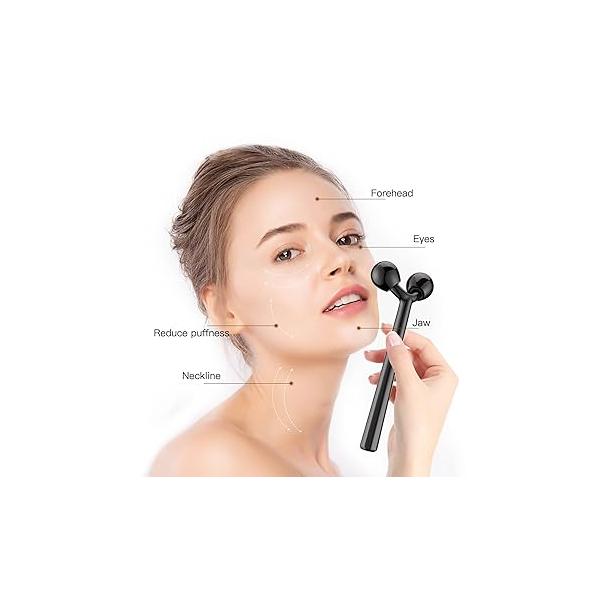 Tekson Faical Roller Massager, 3D Metal Face Massage Tool for Reduce Puffiness, Remove Eye Wrinkles, Lift, Increase Firmness, Anti-Aging, Skin Tightening (Zinc Alloy)