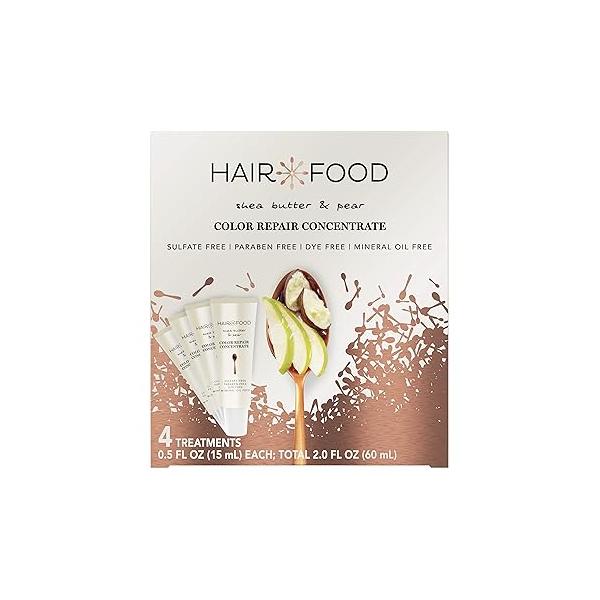 Hair Food Color Repair Concentrate, Damage and Prevent Fade, Shea Butter Pear, Paraben & Dye Free, Pack of 4, 0.5 Oz Each