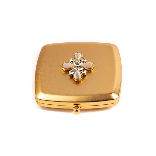 Man & Dog Mosaic Folding Compact Pocket Makeup Mirror With Swarovski Rhinestone Crystals Double Sided (5x magnification + 1x magnification)